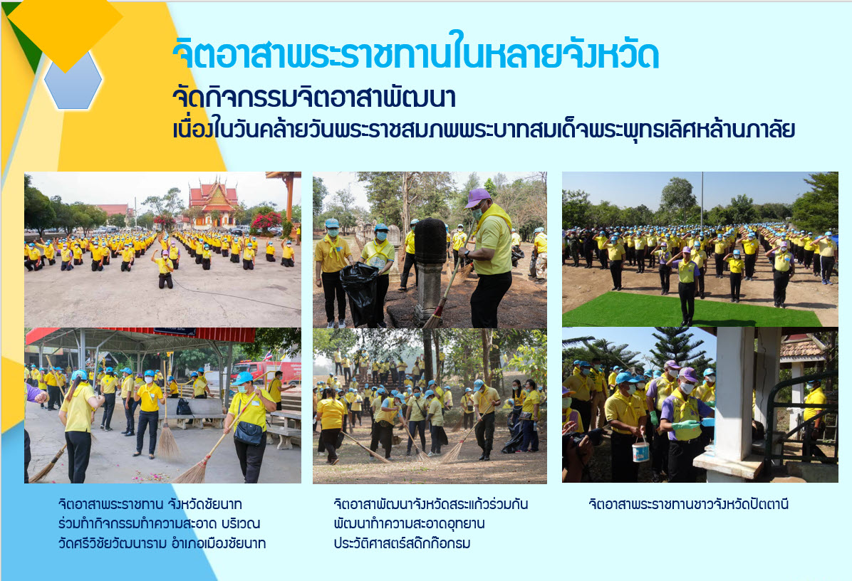 จิตอาสาพระราชทาน ในหลายจังหวัด จัดกิจกรรมจิตอาสาพัฒนา เนื่องในวันคล้ายวันพระราชสมภพพระบาทสมเด็จพระพุทธเลิศหล้านภาลัย 24 กุมภาพันธ์ 2564