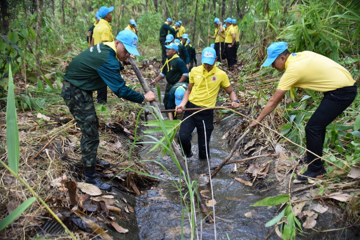 ศูนย์อำนวยการจิตอาสาพระราชทาน จัดกิจกรรมการทำแนวป้องกันไฟเปียก สร้าง “ป่าเปียก” ณ บริเวณห้วงตึงเฒ่า อ.แม่ริม จ.เชียงใหม่