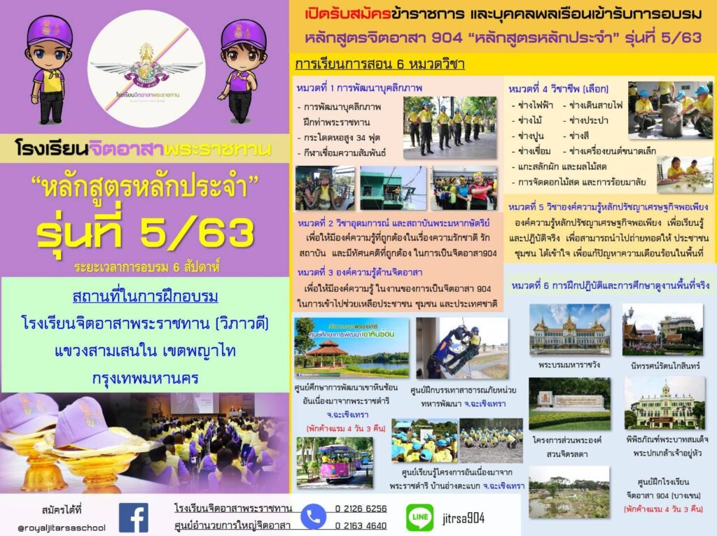 หลักสูตรหลักประจำรุ่นที่ 5/63 เปิดรับสมัครตั้งแต่วันนี้ ถึง 15 ตุลาคม 63 , อบรมจำนวน 6 สัปดาห์ 10 พฤศจิกายน 63 - 29 ธันวาคม 63