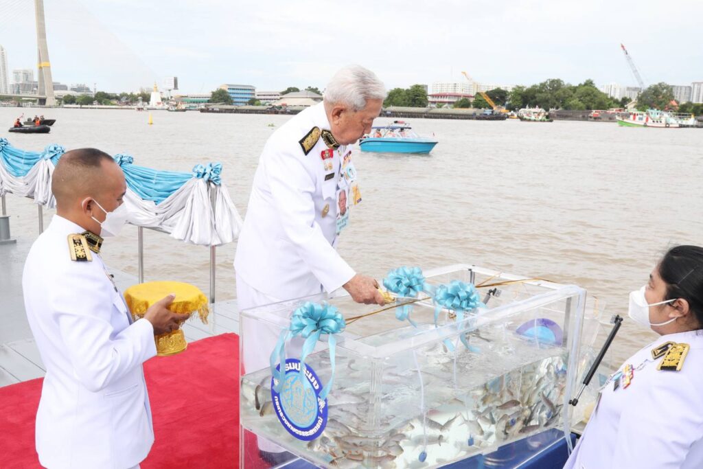 วันนี้ 12 สิงหาคม 2567 เวลา 07.46 น. พระบาทสมเด็จพระเจ้าอยู่หัว ทรงพระกรุณา โปรดเกล้าโปรดกระหม่อมให้ พลเอก สุรยุทธ์ จุลานนท์ ประธานองคมนตรี เป็นผู้แทนพระองค์ ไปในการบำเพ็ญพระราชกุศลปล่อยโค นก และปลา เนื่องในโอกาสวันเฉลิมพระชนมพรรษา สมเด็จ พระนางเจ้าสิริกิติ์ พระบรมราชินีนาถ พระบรมราชชนนีพันปีหลวง 12 สิงหาคม 2567 ณ ท่าวาสุกรี เขตดุสิต กรุงเทพมหานคร ในการนี้ ประธานองคมนตรี ประพรมน้ำพระพุทธมนต์ที่โคและปล่อยโค จำนวน 1 คู่ ทรงพระกรุณาโปรดเกล้าโปรดกระหม่อมพระราชทานแก่ครอบครัวเกษตรกร นายบุญสม ปู่เมือง บ้านเลขที่ 103 หมู่ที่ 2 ตำบลหนองมะค่าโมง อำเภอด่านช้าง จังหวัดสุพรรณบุรี เพื่อนำไปเลี้ยงขยายพันธุ์เพิ่มผลผลิต ประพรมน้ำพระพุทธมนต์ที่กรงนกเขาชวา และปล่อยนกเขาชวา จำนวน 93 ตัว กลับคืนสู่ธรรมชาติ และประพรมน้ำพระพุทธมนต์ตู้ปลา ปล่อยพันธุ์ปลาน้ำจืด จำนวน 1,000,000 ตัว ซึ่งกรมประมงน้อมเกล้าน้อมกระหม่อมถวาย ประกอบด้วย ปลาตะเพียนขาว ปลาตะเพียนทอง ปลายี่สกไทย ปลาแก้มช้ำ ปลาสร้อยขาว ปลากระแห ปลาโพง และปลาสวาย ลงแม่น้ำเจ้าพระยา เพื่อให้เจริญเติบโตและเพาะขยายพันธุ์ตามธรรมชาติรักษาความสมดุลตามระบบนิเวศน์ต่อไป