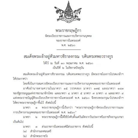 จัดระเบียบราชการและบริหารงานในพระองค์
